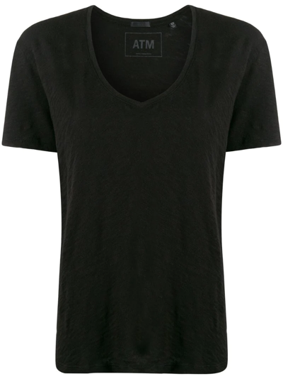 Atm Anthony Thomas Melillo Schoolboy Slub Cotton-jersey T-shirt In Black