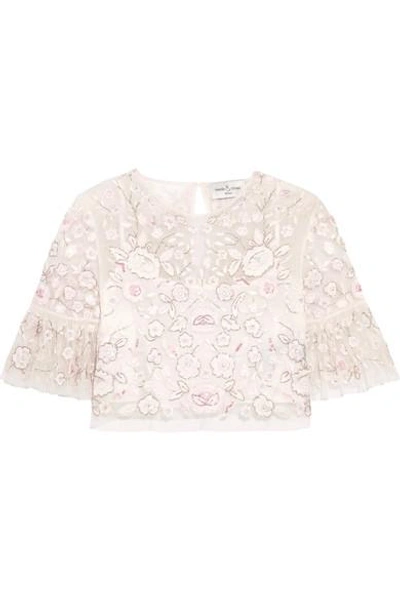 Needle & Thread Rosette Embellished Embroidered Tulle Top