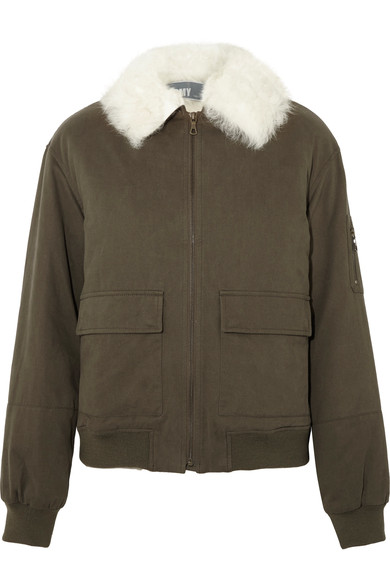 Yves Salomon Shearling-trimmed Cotton-twill Bomber Jacket | ModeSens