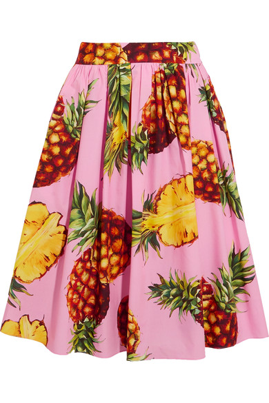 Dolce & Gabbana Printed Cotton-poplin Skirt | ModeSens