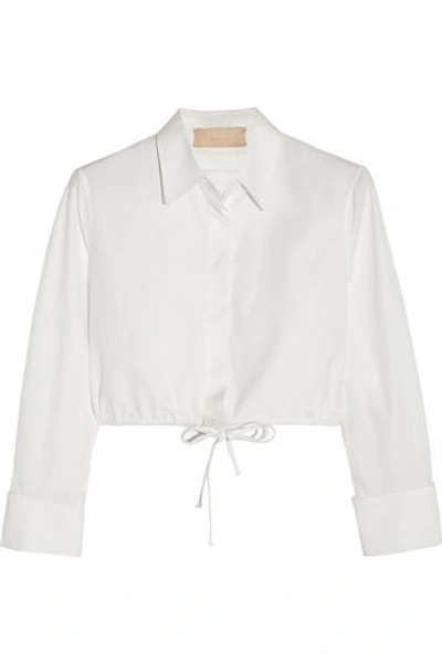 Alaïa Cropped Ruched Cotton-poplin Shirt