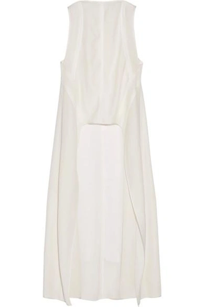 Narciso Rodriguez Asymmetric Satin-trimmed Crepe Top