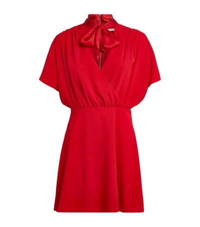 Alice And Olivia Perkins Draped Tie-neck Dress In Red
