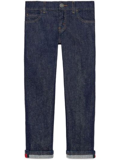 Gucci Boys Orbit Kids Web Stripe Denim Jeans 4-12 Years 12 Years In Indigo