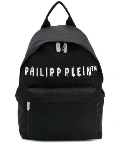 Philipp Plein Two-way Zip Logo Backpack In Black