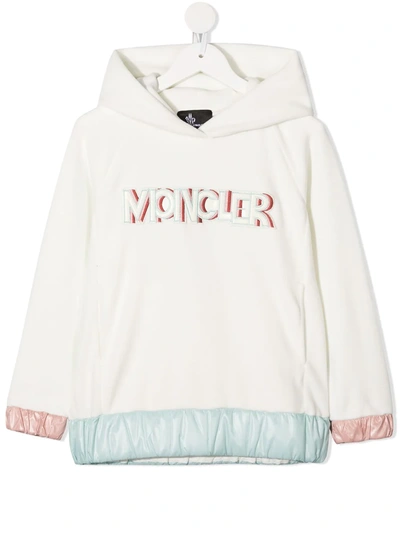 Moncler Kids' Embroidered Logo Hoodie In White