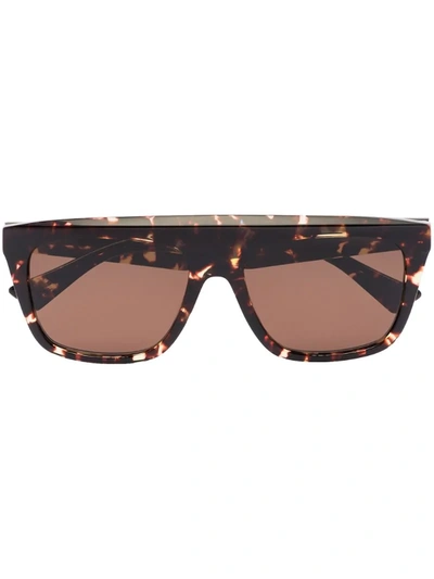 Bottega Veneta Brown Tortoiseshell Square Frame Sunglasses