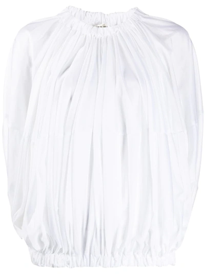 Comme Des Garçons Ruched Long-sleeve Blouse In White