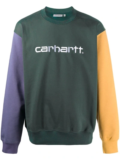 Carhartt Colour-block Logo Sweatshirt In Green