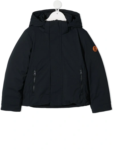 Save The Duck Teen Concealed Zipper Padded Jacket In Blue