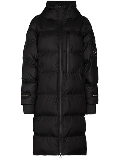 Adidas By Stella Mccartney X Stella Mccartney Hooded Puffer Coat In Black