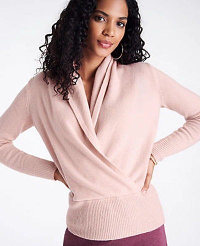 Ann Taylor Cashmere Wrap Sweater In Rose Smoke