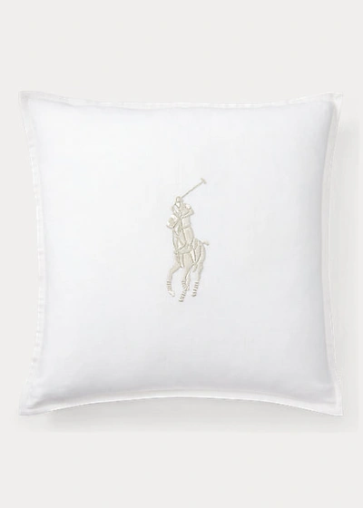 Polo Ralph Lauren Pony Throw Pillow In White And Silver