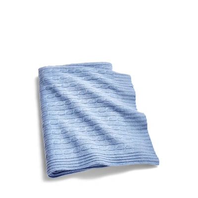 Ralph Lauren Cable Cashmere Throw Blanket In Heathered Blue