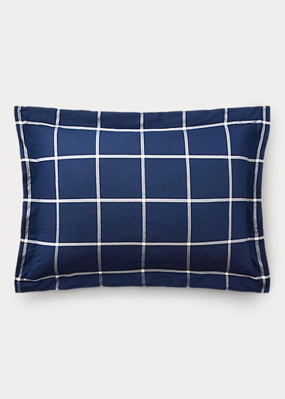 Polo Ralph Lauren Equestrian Windowpane Sham, Standard In Navy/cream