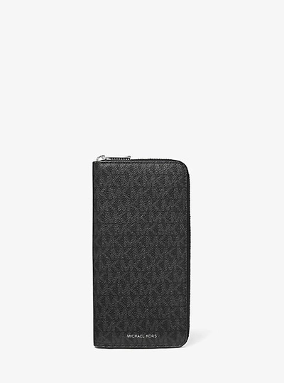 Michael Kors Cooper Logo Zip-around Wallet In Black
