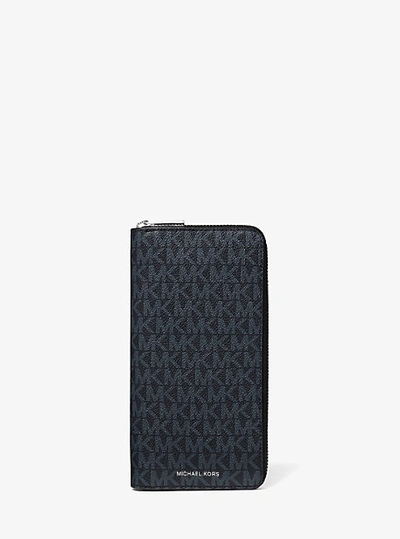Michael Kors Cooper Logo Zip-around Wallet In Blue
