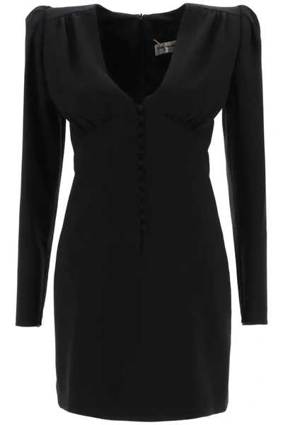 Saint Laurent Mini Dress In Sable ' In Black