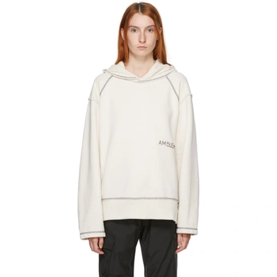 Ambush Oversized Hoodie Logo Embroidery In Off White
