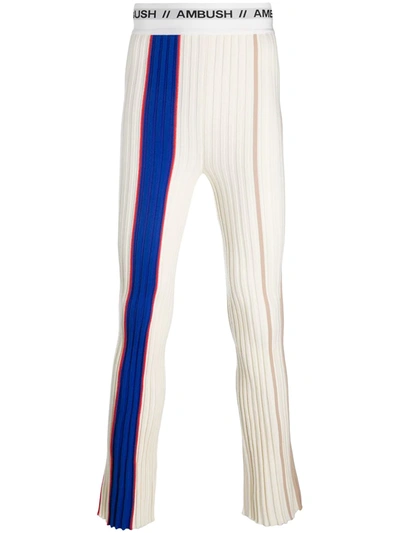 Ambush Off-white Rib Knit Lounge Pants In White,blue,red