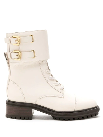 Sarah Chofakian Leather Sarah Combat Boots In Neutrals