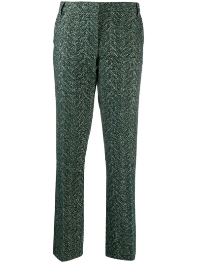 L'autre Chose Cross-hatch Textured Trousers In Green