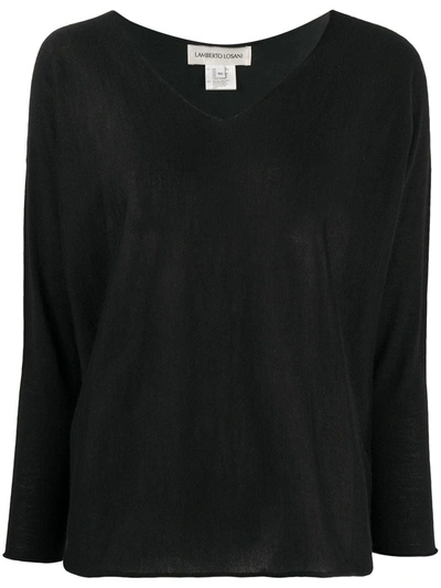 Lamberto Losani Cashmere Knit Top In Black