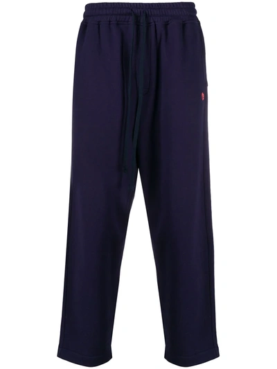 Ymc You Must Create Embroidered Logo Patch Track Trousers In Blue