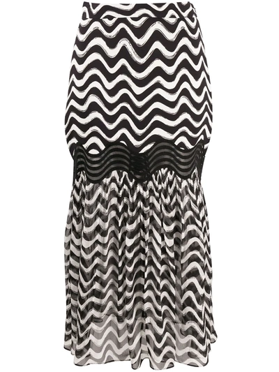 Stella Mccartney 'natalia' Wave Print Skirt In Black