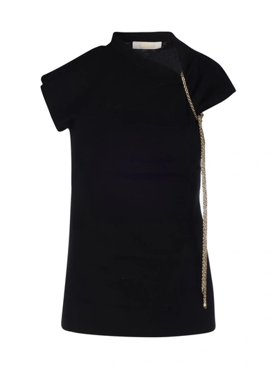 Chloé Chain Detail Sleeveless Wool Knit Top In Black