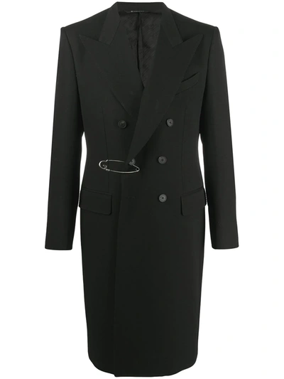 Givenchy Safety Pin-embellished Double-breasted Coat In Black