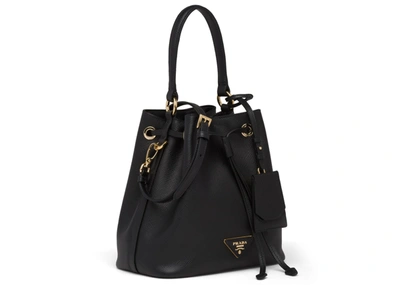 Pre-owned Prada  Bucket Bag Saffiano Leather Gold-tone Black