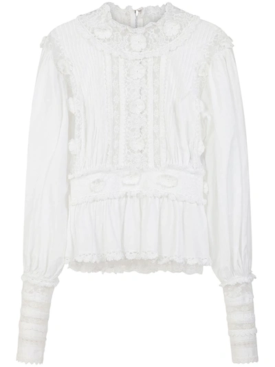 Dolce & Gabbana Cotton Poplin Shirt With Lace Embellishment In White