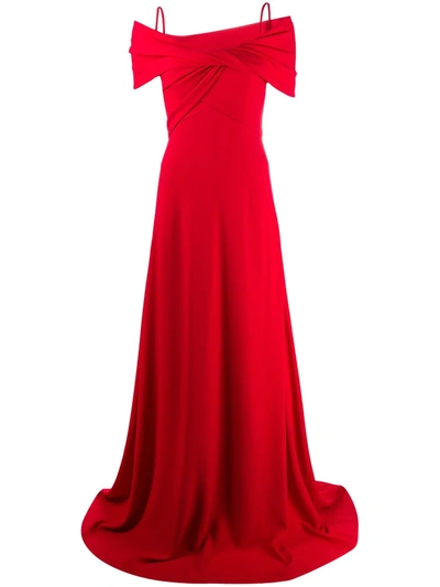 Giambattista Valli Off-the-shoulder Wrapped Gown In Red