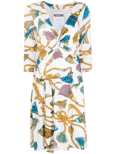 Moschino Tassel-print Dress In Neutrals