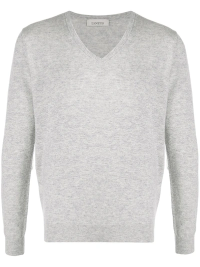 Laneus Fine Knit V-neck Sweater In Grey