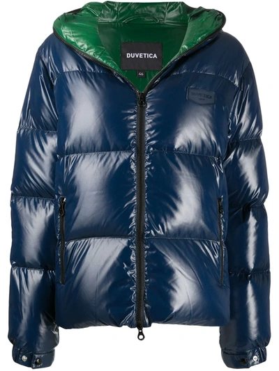 Duvetica Hooded Puffer Jacket In Blue