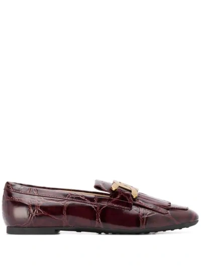 Tod's Chain-link Appliqué Loafers In Red