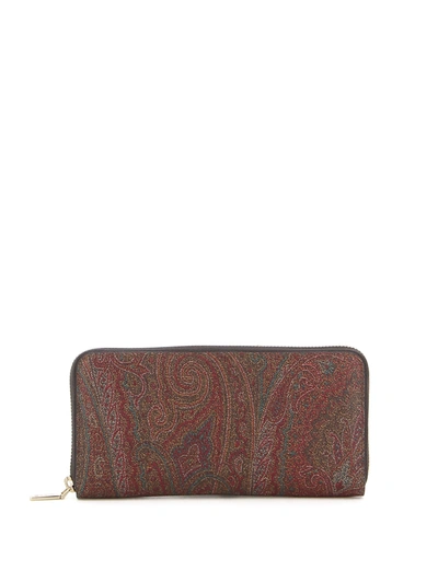 Etro Paisley Print Wallet In Brown