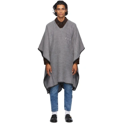 Off-white Oversized Arrows Poncho In 0510 Ltgrey