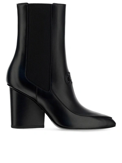 Ferragamo Marine Calfskin Ankle Boots In Black