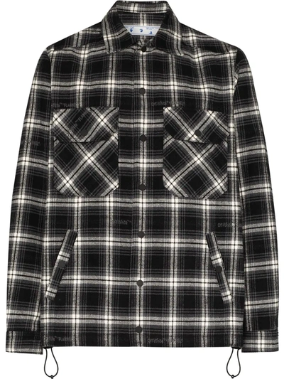 Off-white Stencil Arrow Checked Shirt Jacket In Black
