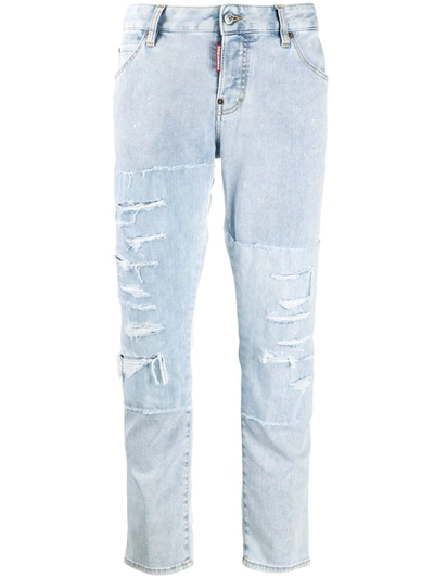 Dsquared2 Mid-rise Cropped Jeans In Blue
