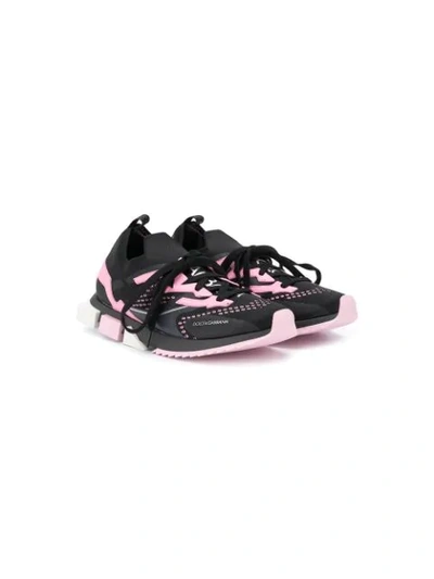 Dolce & Gabbana Teen Panelled Lace-up Sneakers In Black