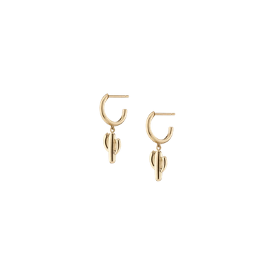 Aurate Gold Cactus Huggie Earrings