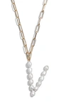 Baublebar Blair Hera Genuine Pearl Initial Pendant Necklace In Pearl V