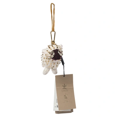 Pre-owned Burberry Cream Cashmere Studded Wendy Sheep Key Ring / Bag Charm