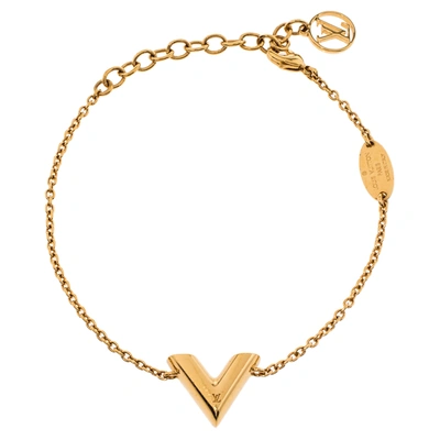 Pre-owned Louis Vuitton Gold Tone Essential V Bracelet