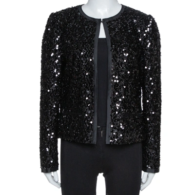 Pre-owned Dolce & Gabbana Black Silk Lined Sequined Jacket M
