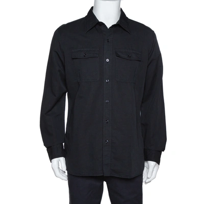 Pre-owned Tom Ford Black Washed Linen & Cotton Long Sleeve Shirt Xxl